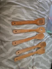 Set of 5 Piece Wood Kitchen Spoons & Spatulas