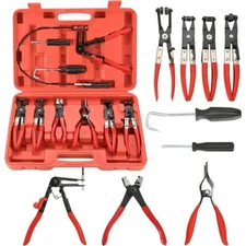 9Pcs Hose Clamp Clip Remover Pliers Wire Long Reach Kit Fuel Oil Water Hose Tool