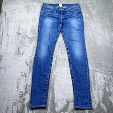True Religion Women's Jeans Sz 29 Fits 31" Embellished Pockets Skinny Leg Denim