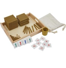 Montessori Math Beads Materials - Thousand Cube Decimal System Bank Game Hands