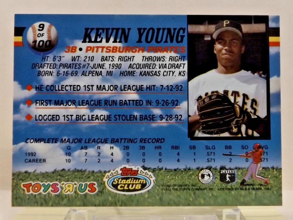 1993 Topps Stadium Club Toys R Us #9 - Future Star Kevin Young - Near Mint - Image 2 of 2