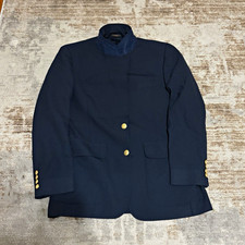 Vintage Garrison Park Navy Blazer USA Made Gold Crest Buttons Stand Collar