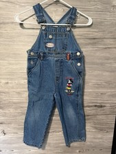 Vintage 90  s Mickey  Co Disney Denim Overalls Mickey Mouse Size 4 Youth