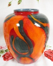 VINTAGE DECORATIVE LARGE ABSTRACT POOLE POTTERY SHOULDER VASE 23cm Tall