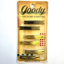 Vintage 1989 GOODY Stay Tight Barrettes 6 Pack Metal Double Line 8903 NOS