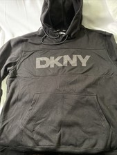 DKNY Unisex Black Hooded Sweatshirt Size Medium NWT