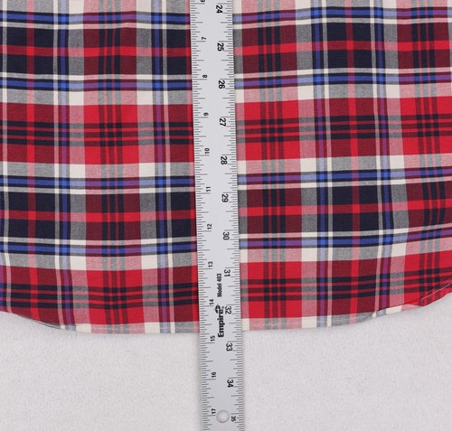 Ralph Lauren Big Shirt Mens Medium Red Blue Plaid Short Sleeve Cotton Pony Logo - Picture 7 of 9