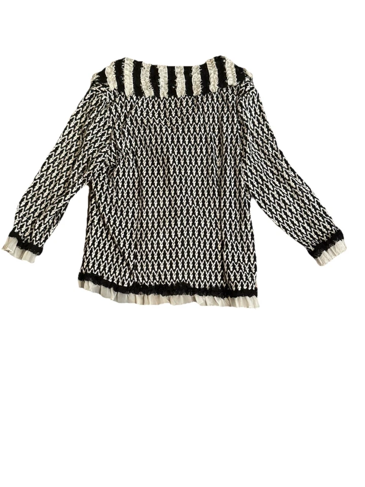 Suéter cárdigan en cascada Alberto Makali para mujer talla XL artístico mafia esposa encaje Foto 3 de 4