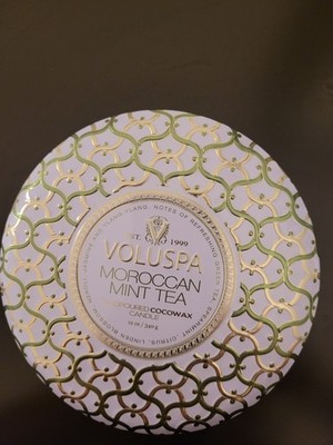 NEW ~ VOLUSPA  Coco Wax 3 Wick Tin Candle Moroccan ~ Mint Tea - 12oz  LARGE