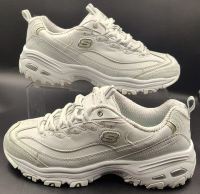 Skechers D'Lites Fresh Start Womens Size 10 White Silver Running Shoes Sneakers