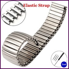 12 14 16 18 20 22mm Stainless Steel Elastic Strap Polished Band Metal