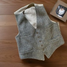 Cleo Vest Herringbone Wool Tweed Ireland Button Up Men Sz Large Vtg