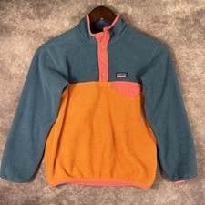 Patagonia Synchilla Snap Pocket Fleece Youth Size 7-8 Kids Pink Orange Blue
