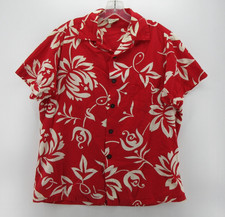 VTG Shaheens Honolulu Shirt Men Medium Red Hawaiian Loop Collar Camp 50s 60s 