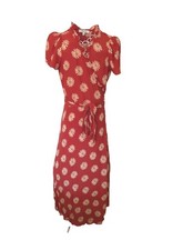 Madewell Women's Orange Daisy Daydream Ruffle Wrap Midi Dress Size Large