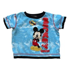 Vintage 2010 Disney Mickey Mouse Tie-Dye Ringer Baby T-Shirt 12M Embroidered