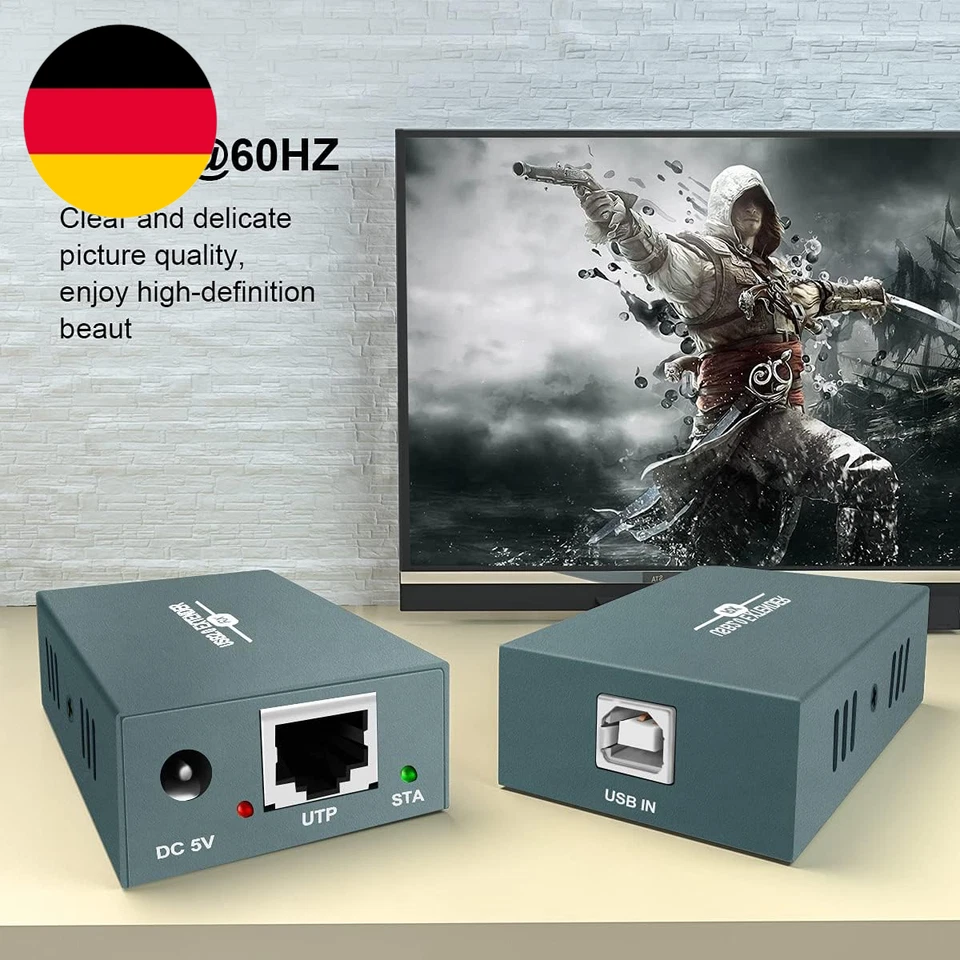 GREATHTEK USB 2.0 Extender, USB over Ethernet Cat 5E/6/7 up to 50M/165Ft, 4 Hubs - Bild 4 von 4