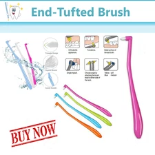 Dental End-Tufted Brush, Single Tuft, Compact Head, Gumline Cleaning Toothbrush