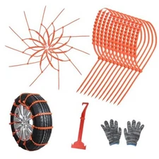 12 Pcs Snow Tire Chains - Portable Plastic Non-Slip Traction Cables