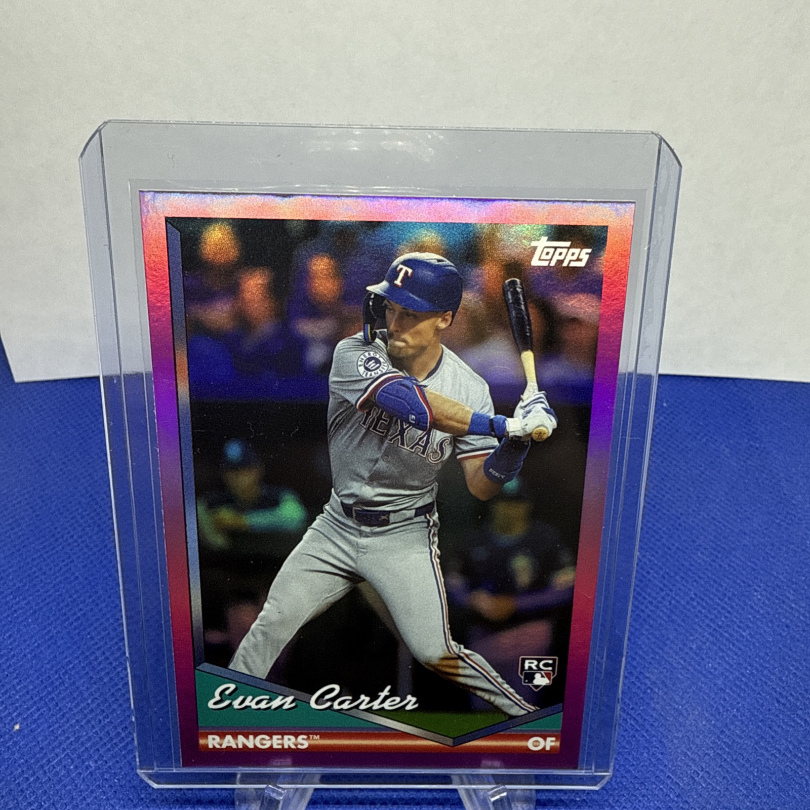 2024 Topps Archives Evan Carter 1994 Topps Pink Foilboard Rookie RC #223 Rangers