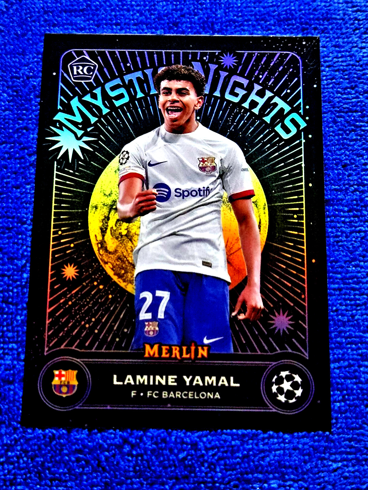 2023-24 Topps Merlin Mystic Nights RC Lamine Yamal Rookie Refractor MN-8 MINT 🔮 view 2