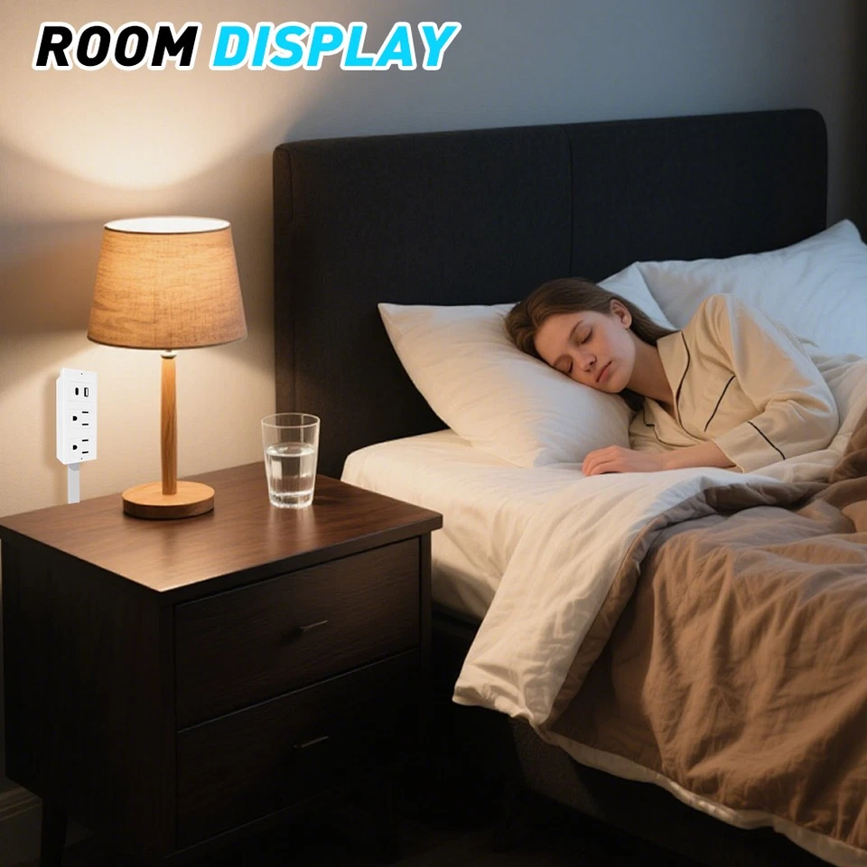 Electrical Outlet Expander Power Socket Rotating Extender Nightstands Desk NEW - Image 3 of 4