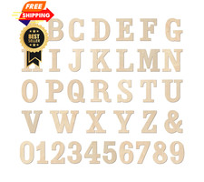 4 Inch 142 Pieces Wooden Letters  Numbers for Crafts 4 inches, light wood