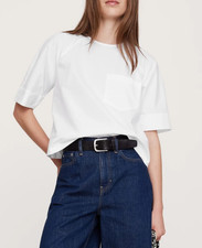 NWT Banana Republic 80 White Relaxed Cotton Poplin Trapeze Short-Sleeve Top XS