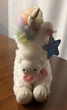 FAO Schwarz Glow Brights Unicorn Toy Plush LED Sound 12" Tall x 16" Long HAS TAG