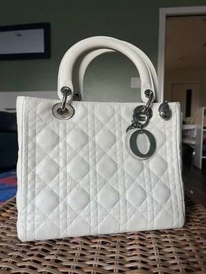 Lady Dior MA-1927 cannage Medium handbag purse Lambskin Off White