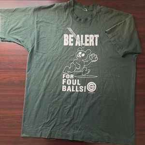 Vintage Chicago Cubs Be Alert For Foul Balls T Shirt Green Size XL