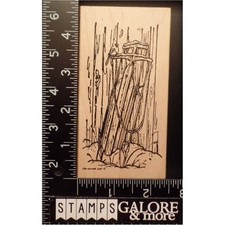 Northwoods Rubber Stamps CHRISTMAS WINTER SLEIGH CARDINAL WOOD FENCE 1453