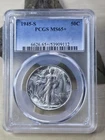 PCGS MS65+ 1945 S Walking Liberty Silver Half Dollar 💪 Strong ✨️ Luster