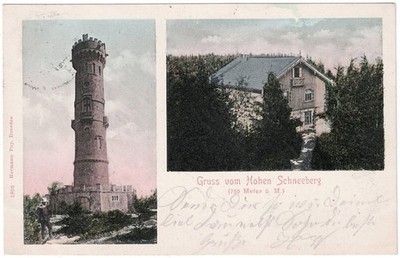 alte Ak Tetschen, Gruss vom Hohen Schneeberg, gel. 1904