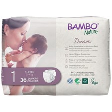 Bambo Nature Size 1 Baby Diapers 36ct Hypoallergenic Eco Leak Protection