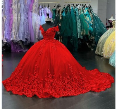 ball gown red dress uk size 12, brand new comes with hoop