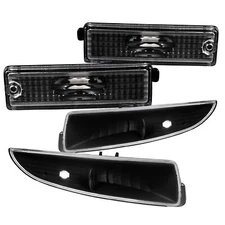 For 1993-2002 Chevy Camaro Black Front Bumper Lights Lamps+Rear Side Markers 4PC
