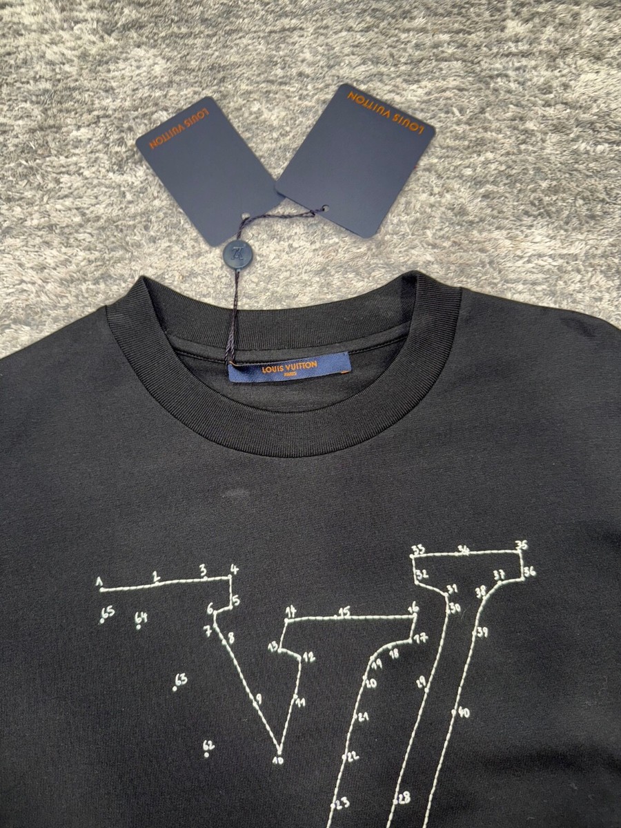 Louis Vuitton LV Stitch Print Embroidery Black White Logo Short