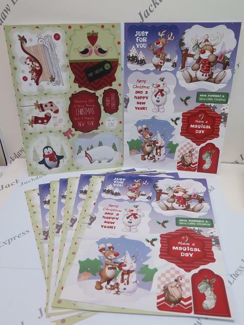 10 x A4 Debbi Moore Xmas Reindeer & Penguins Die Cut & Sentiments Toppers AM744