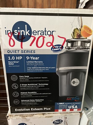 NEW INSINKERATOR EVOLUTION Esteem 1 HP INSULATED FOOD GARBAGE DISPOSAl
