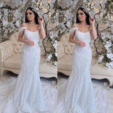 Glitter Sequins Wedding Dresses Mermaid Bridal Gown Charming Off Shoulder