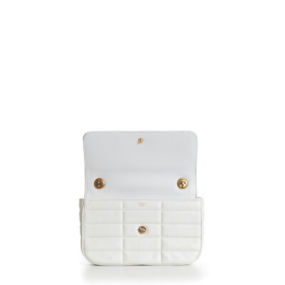 CELINE 3600$ Arctic White Chain Shoulder Bag - Matelasse Quilted
