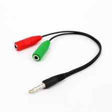 Male to 2 Dual Female Plug Audio Jack Stereo Headset Mic Splitter 3.5mm Cable