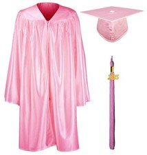 Shiny Kindergarten  Preschool Graduation Gown Cap Set with 2025 Tassel Pink ...