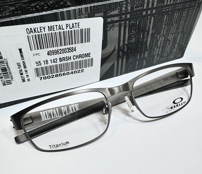 Oakley Metal Plate OX5038 0655 Brushed Chrome Titanium Eyeglasses