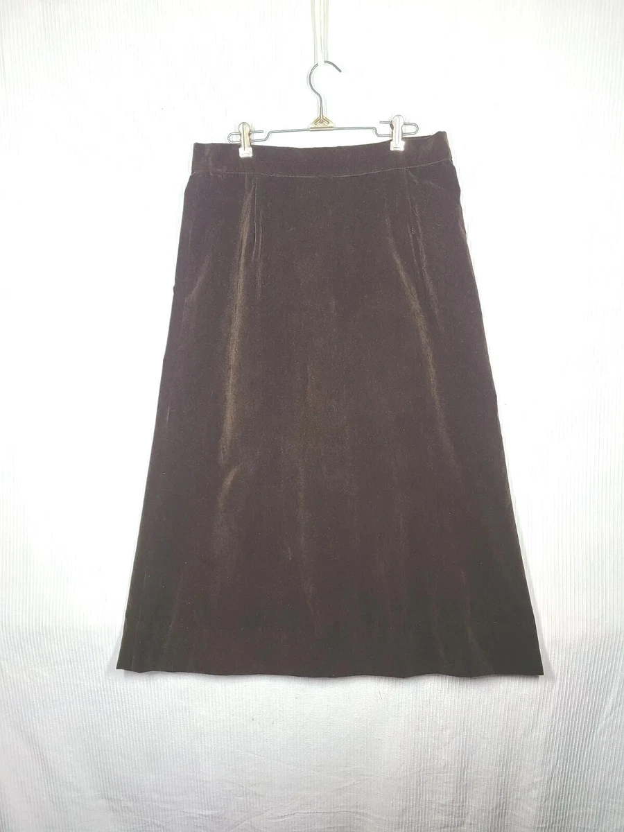 Vtg 60s Velvet Skirt Midi A Line Brown Velveteen Jon Peters Mod