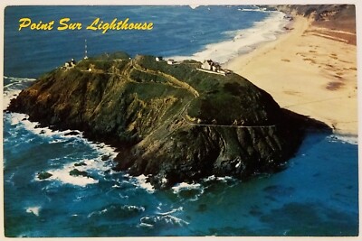 Aerial View of Point Sur Lighthouse State Hiway 1 Monterey County CA Postcard