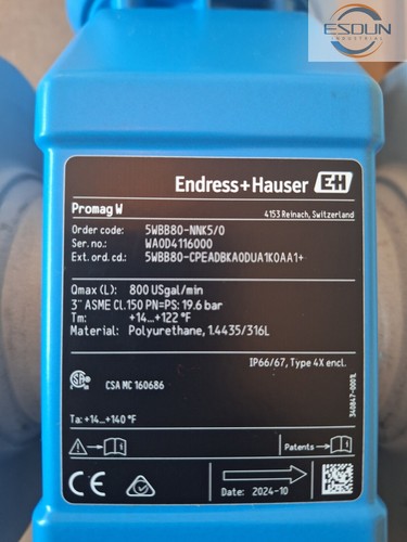 LowTariff✅ ENDRESS+HAUSER PROMAG W PROMAG 10 5WBB80 - Qmax(L): 800USgal/min - Picture 2 of 12