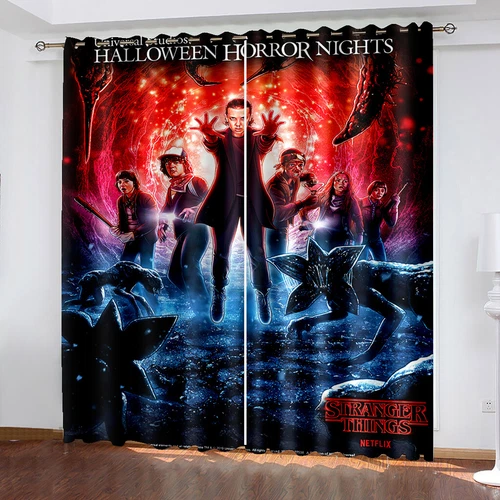 Stranger Things 3D Dicke Verdunkelung Fenster Vorhänge Thermo Ring Top Ösen Vorhänge - Bild 37 von 48