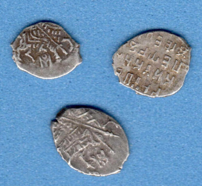 Russia Wire LOT OF 3 COINS ca 1711 Wire Kopeck with dates Peter Great 433
